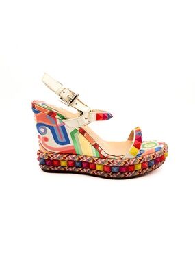 Christian Louboutin Leather Pyraclou 110 Studded Platform Sandals EU 37